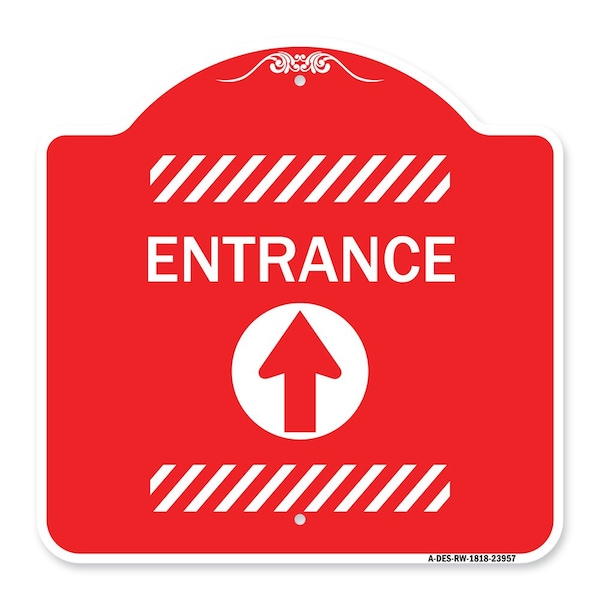 Signmission Flex Post Entrance with Straight Ahead Arrow Decal Only for Flex Paddle, Red & White, RW-1818-23957 A-DES-RW-1818-23957 - main